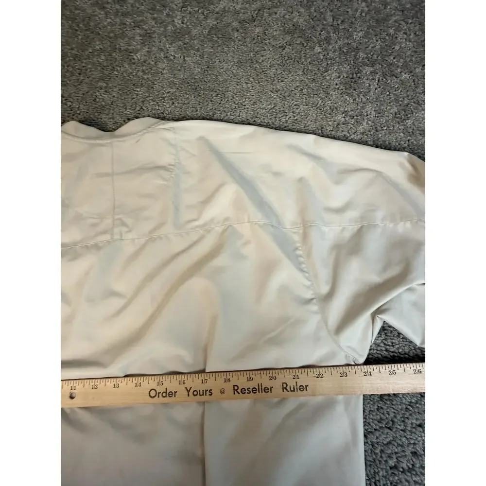 FootJoy Windshirt Jacket Mens M Beige Pullover Lined Logo Relaxed Fit Golf